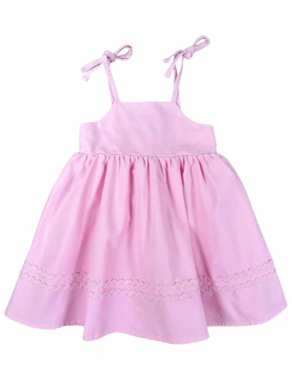 SOUTHERN SMOCKED CO Tie Shoulder Linen Cotton Dress - 2T